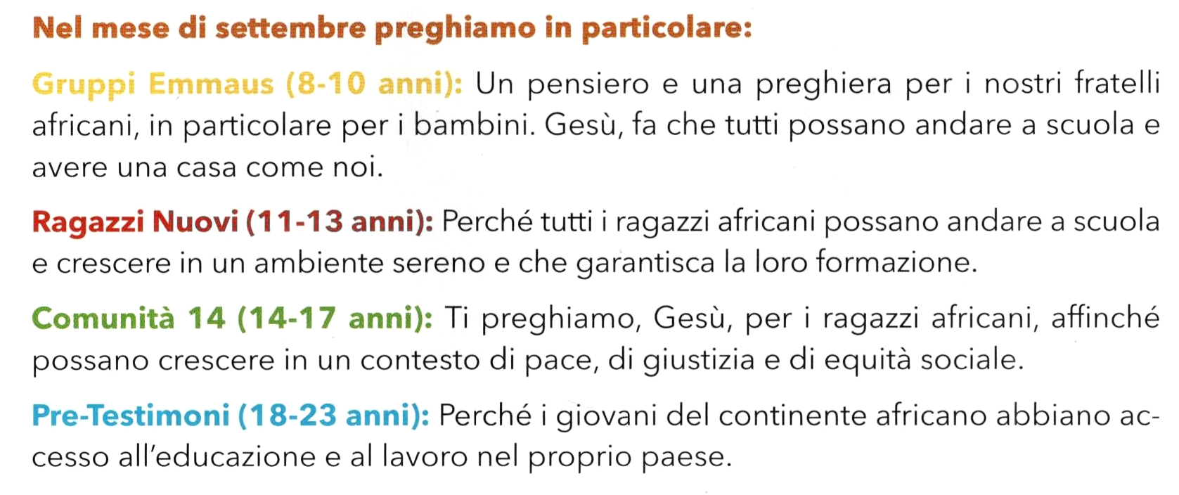 Intenzioni Di Preghiera Di Settembre Apostolato Della Preghiera